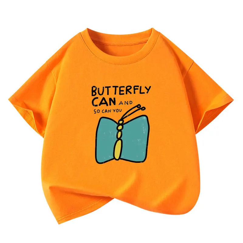 Girls T-shirts 2025 Summer Short-sleeve Tops for Kids Candy Color Boys Tees Children School Shirts Cotton Teenager Outfits 1-12T