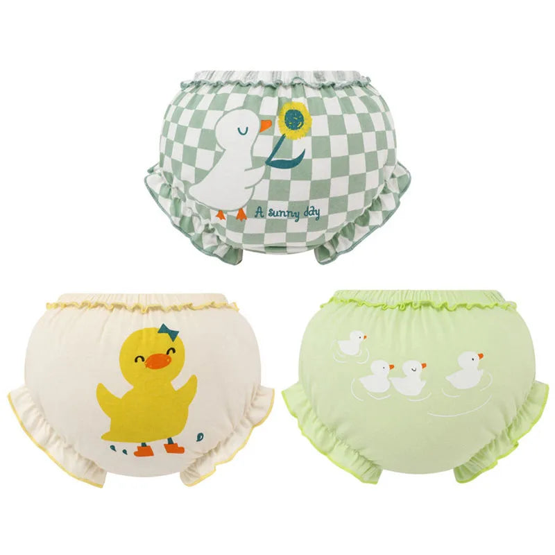 3 Piece/Lot 100%Cotton Baby Girl Panties Kids Infant Newborn Bow Underpants Wear Outside Fashion Shorts For Children Soft Briefs