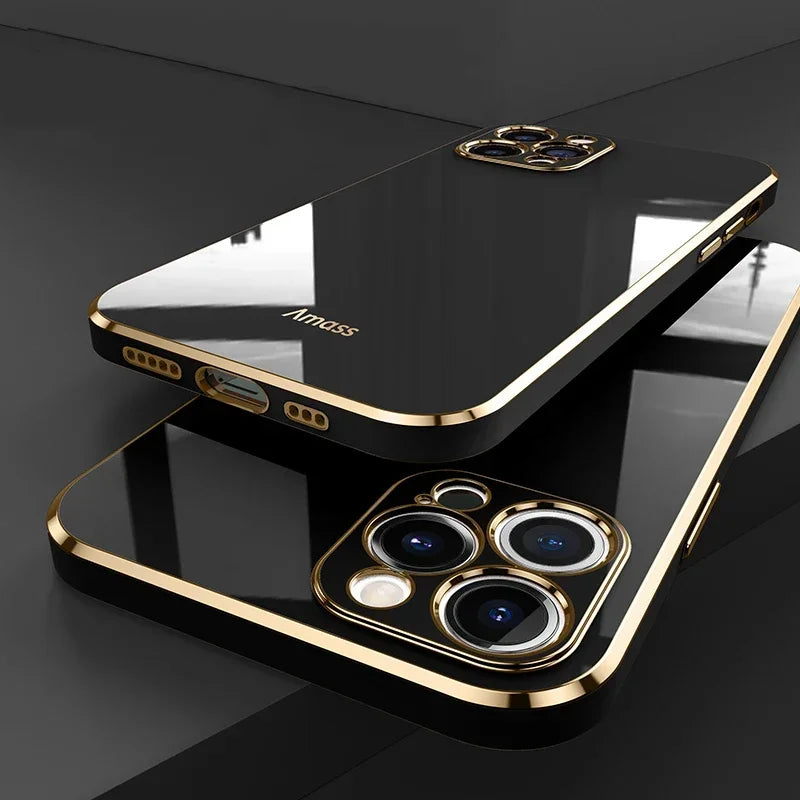 Luxury Plating Soft Silicone Case For iPhone 15 14 11 12 13 Pro Max Mini Plus Antiskid Fashion Protect Shockproof Cover Cases