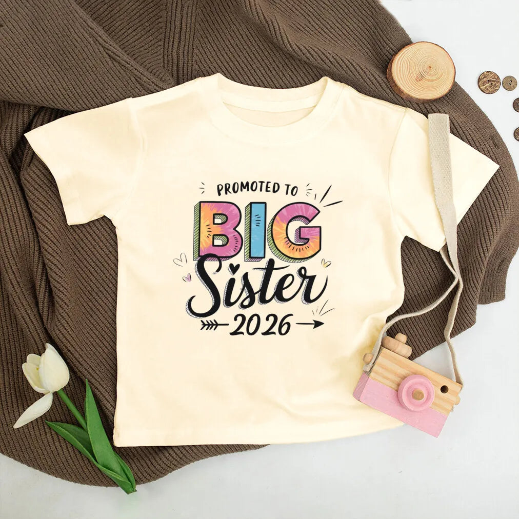 Big Sister Loading 2026 Printed Kids Shirt Pregnancy Announcement Clothes Big Sister T-shirt Child Summer Tee Kids Retro Outfit