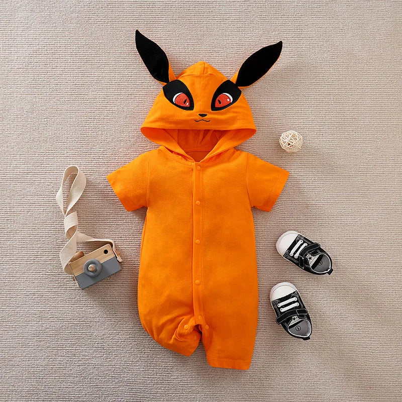 Newborn Clothing Cute Anime Fox Role-Playing Cotton Comfortable And Soft Boy And Girl Summer 0-18 Short Sleeved Baby Jumpsuit