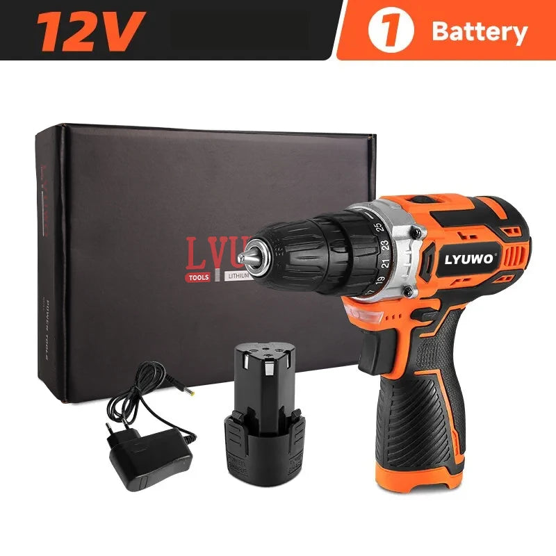 20V Cordless Drill 40N.m 25 Plus 1 LYUWO Electric Screwdriver Keyless Chuck Two Gear Speed ​​Wireless Power Driver Battery Tools