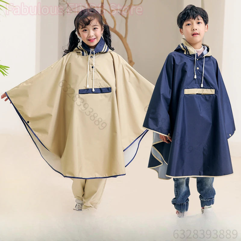Children's raincoat, cloak style school bag, advanced Korean version, primary school children's poncho, electric car raincoat.