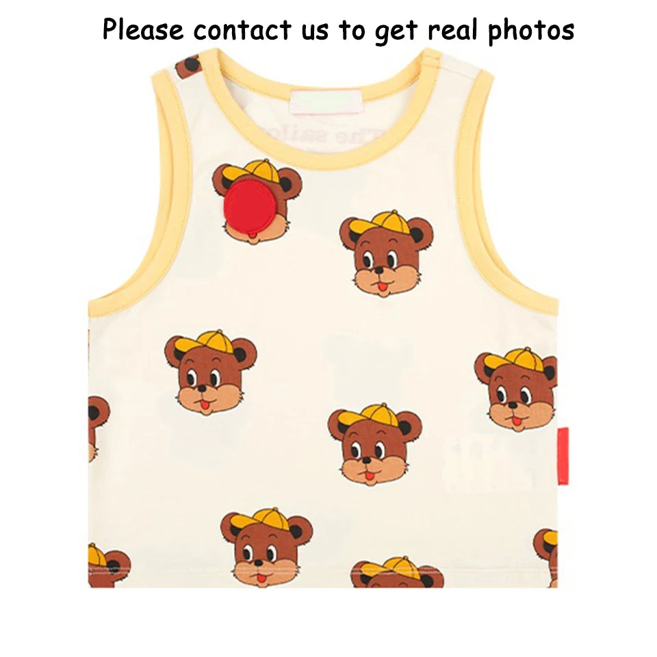 Summer Korean Children Clothes Set Bebe Girls Strawberry Print Vest Tee Boys Cartoon T-shirts Shorts Kid Sweatshirts Tee Pants
