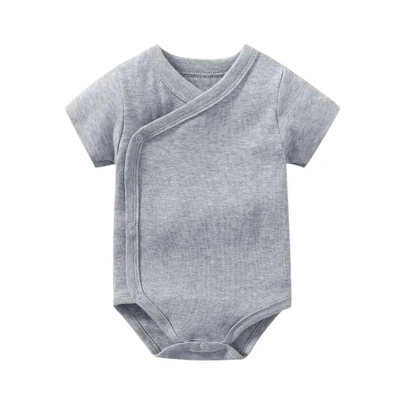 Infant Outfits 0-3 Months Onesies Newborn Baby Cotton Bodysuit for Boy Girl Solid Color Slant Open Button Bodysuit Bebe Clothes