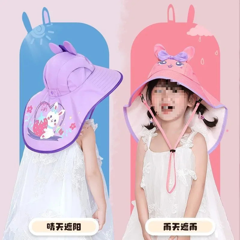 Rain and Shine Dual Use Girl Children's Raincoat Girl Kindergarten Children's Raincoat New Student Girl Baby Raincoat