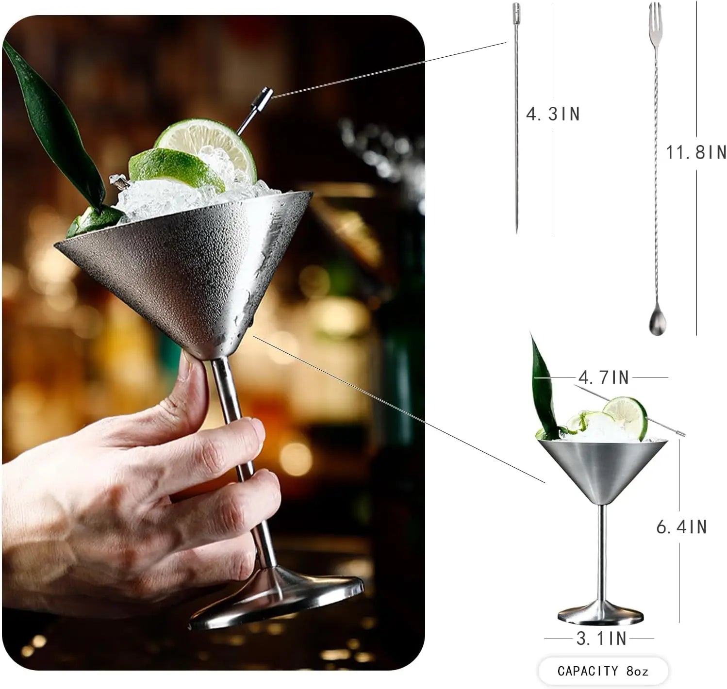 304 Stainless Steel Martini Cocktail Glass Champagne Goblet Wine Cup Rose Gold Karaoke Bar Metal Utensils Personalized Design