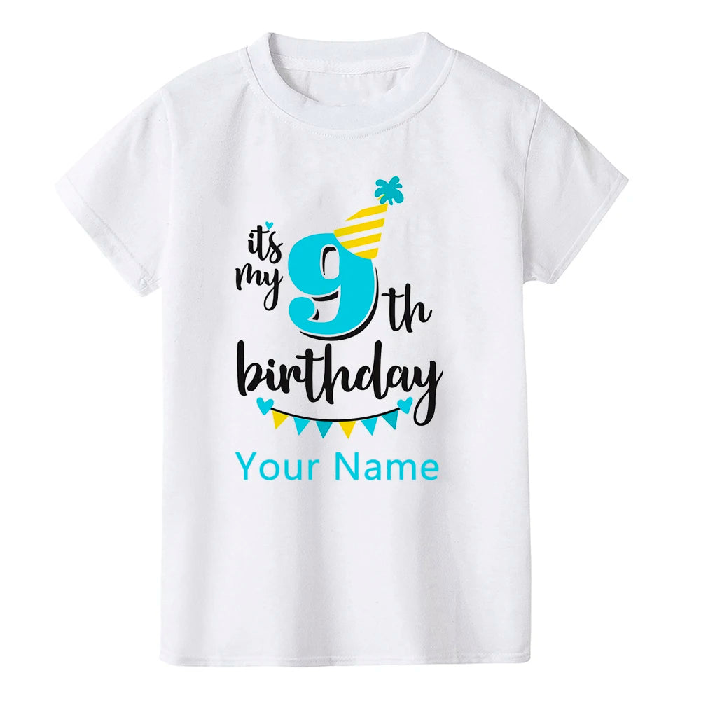 Boy Birthday Number Name Cartoon T Shirt Number 1 2 3 4 5 6 7 8 9 Graphic Kids Clothes Children Birthday T-shirts Funny Gift