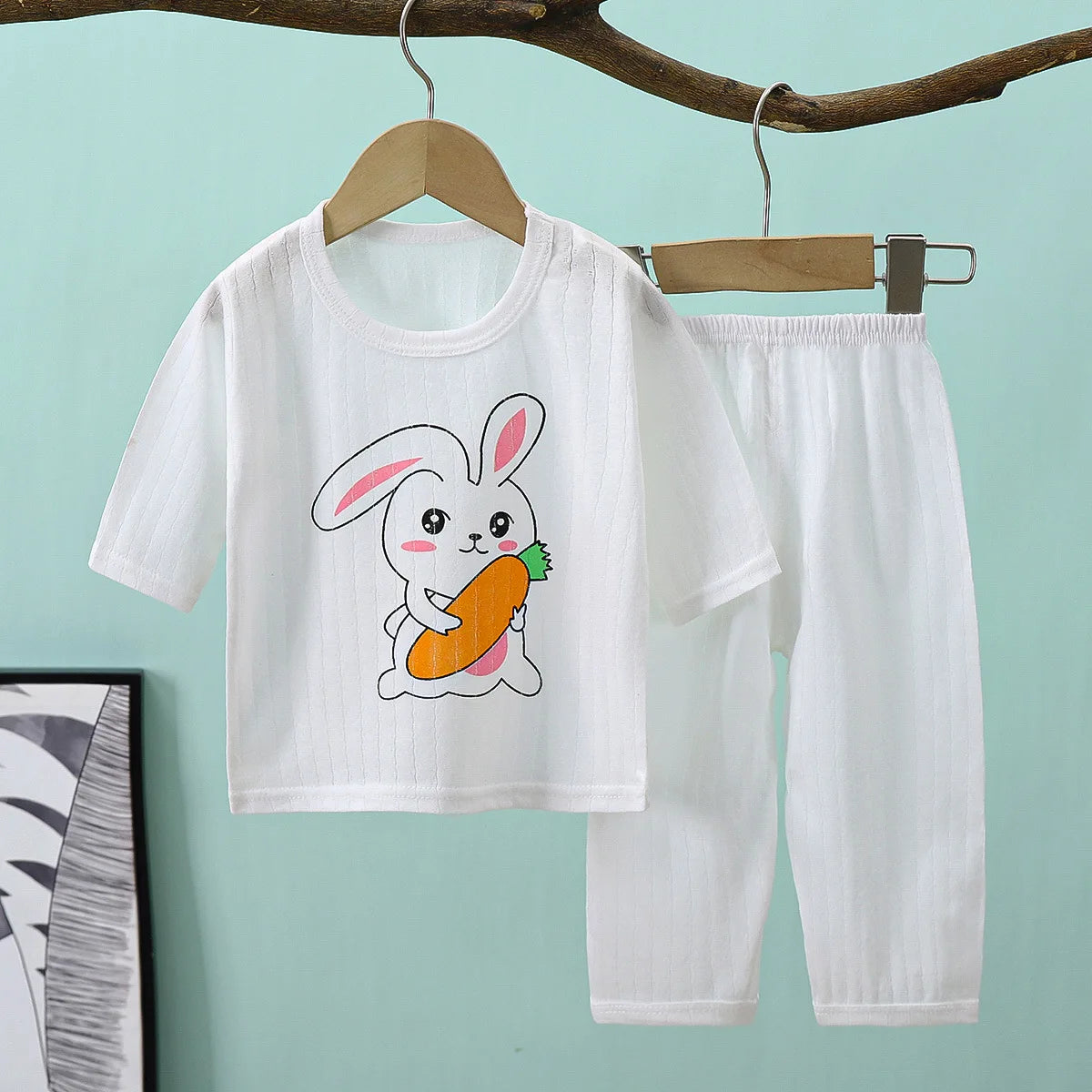 2PCS/Set Summer Children Clothes Girls Boys Cartoon Cute Casual Short Sleeve Cotton Baby Tops+Pants