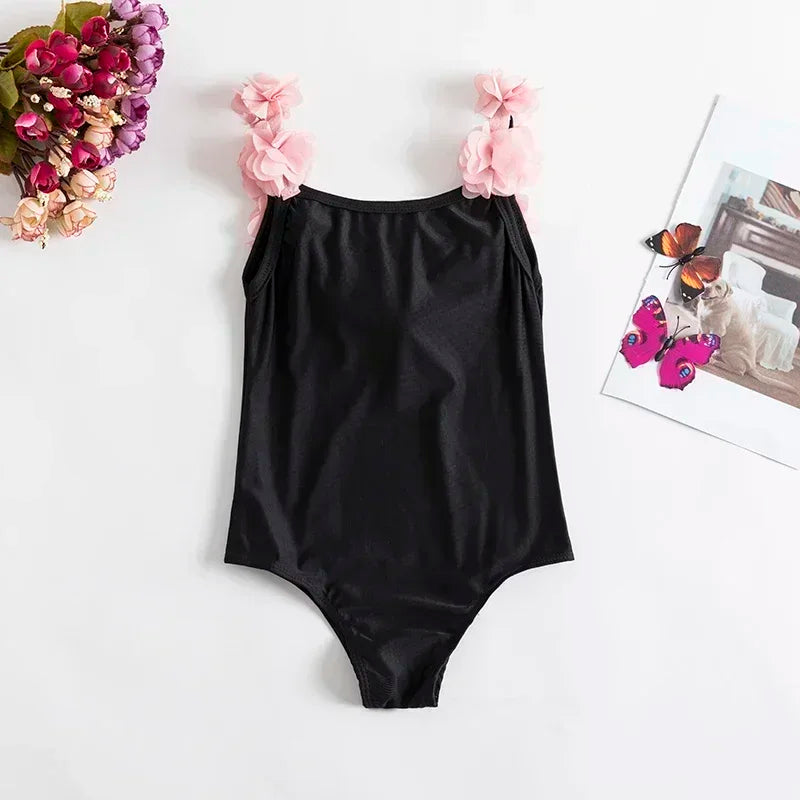 2024 New One-Piece Swimsuit Baby Girl Backless Flower Bikini Beach Holiday Swimming Bathing Suit Children Kids 1-5 Year Swimwear