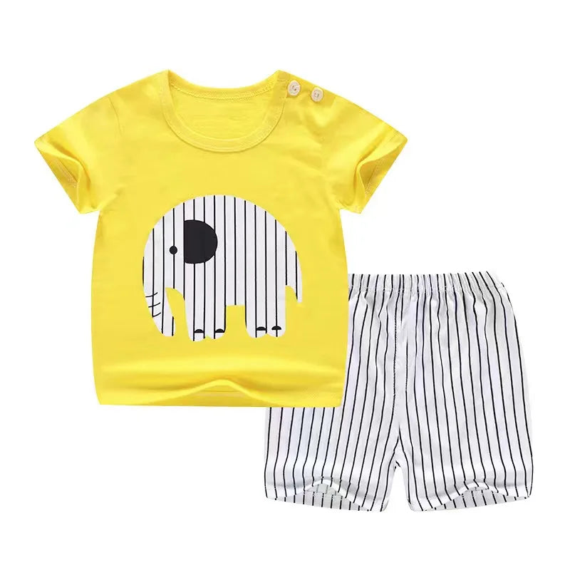 2024 Summer Boys Girls Clothes Set T-shirt+pants 2pcs Children's Clothing Fashion Pink Baby OutSet Newborn Baby Suit