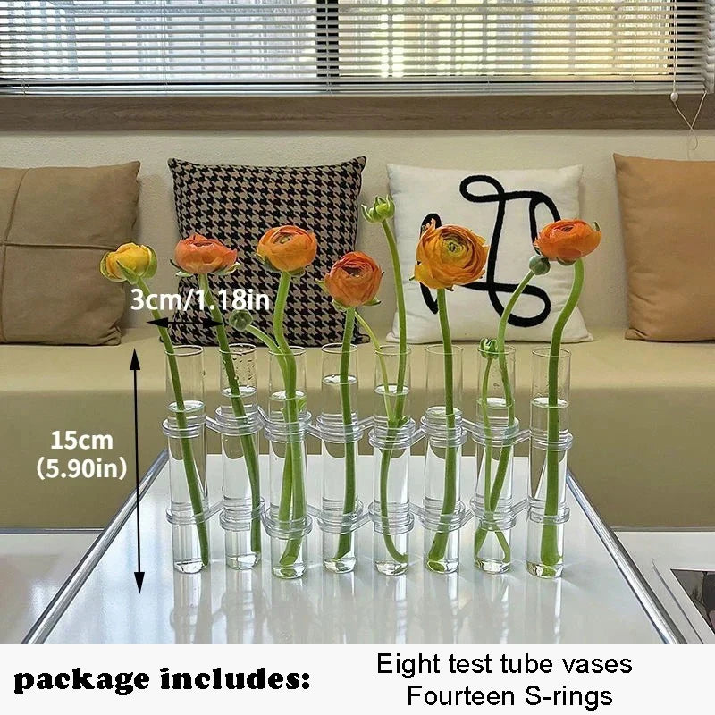 Test Tube Vases, High Appearance Glass Ornaments, Fresh Flowers, Hydroponic Planters, Combination Flower Vase Decorations