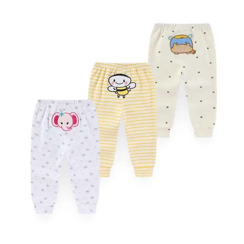Kiddiezoom Unisex 3 PCS Baby Boy Girl Pants Sets Soft Cotton Infants Bottoms 0-24M Newborn Leggings