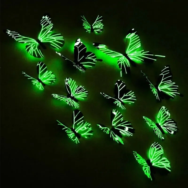 3D Luminous Butterfly Wall Stickers Creative Glow in The Dark Butterflies Wall Decals Wallpaper for Living Room Bedroom Decor