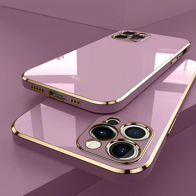 Luxury Plating Soft Silicone Case For iPhone 15 14 11 12 13 Pro Max Mini Plus Antiskid Fashion Protect Shockproof Cover Cases