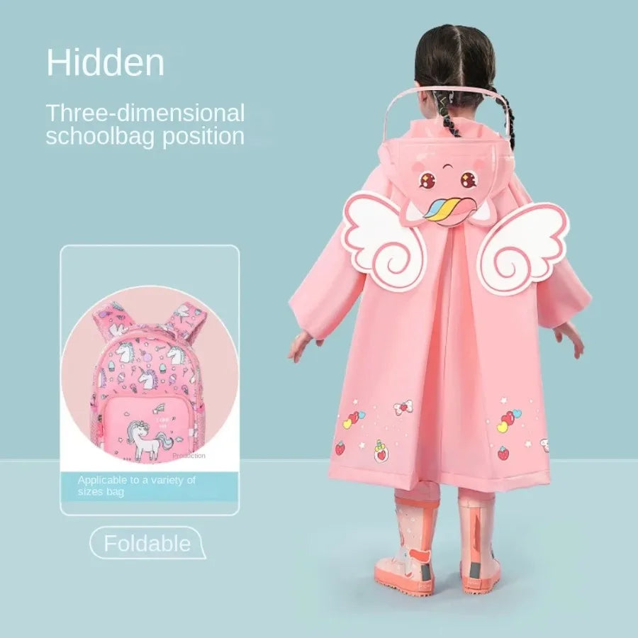 1PC Children's Raincoat - for Girls &amp; Boys, Suitable for Kindergarten, Preschool &amp; Elementary School, with Backpack Space
