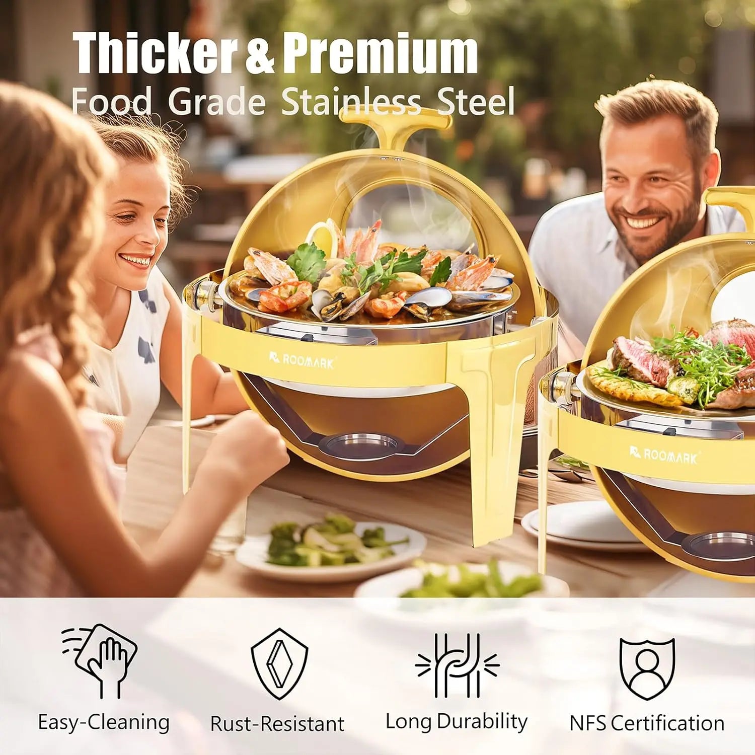 ROOMARK 9QT Chafing Dish Buffet Set , High Grade Stainless Steel Catering Warmer Complete set with Thick Frame for Party Wedding