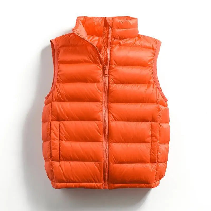 2-14 Years Children Ultra Light 90% White Duck Down Vests 2023 Fall Winter Baby Girls Thin Warm Waistcoats for Boys Kids 