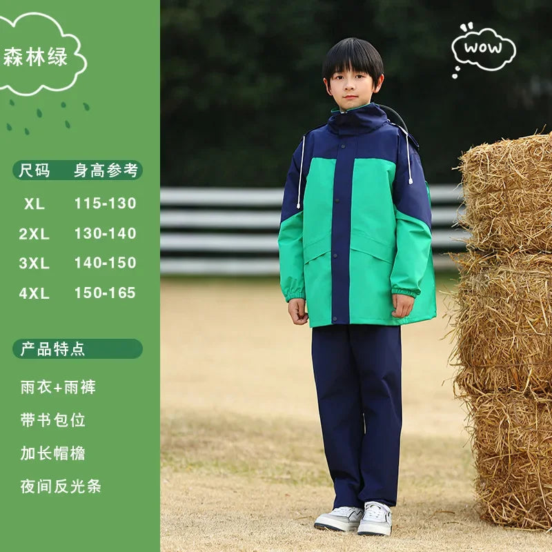 Children's Raincoat Suit, Ages 6-16 Years, Boy Girl Kids Rain Wear, Kids Rain Coat Jacket, Waterproof Poncho, Outdoor Hiking Rain Gear