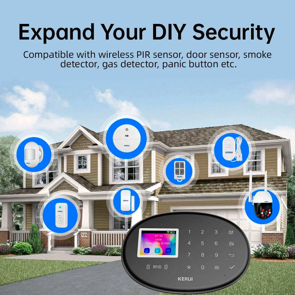 KERUI W204 4G Home Alarm System New Black Alarm Panel Wireless Motion Sensor Tuya Smart WiFi GSM for Home Security Motion Sensor