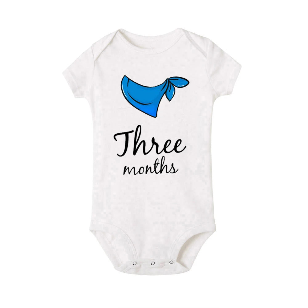 Baby Grow Monthly Milestone Baby Bodysuit 1-12 Month Newborn Romper Photography Prop Outfit Toddler Clothes Infant Shower Gift