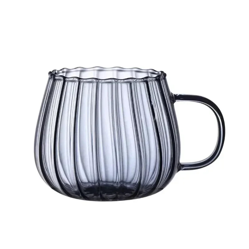 Creative Coffee Cup High Borosilicate Glass Mug Striped Water Cups Afternoon Tea Cup with Handle Office Household Glassware Gift