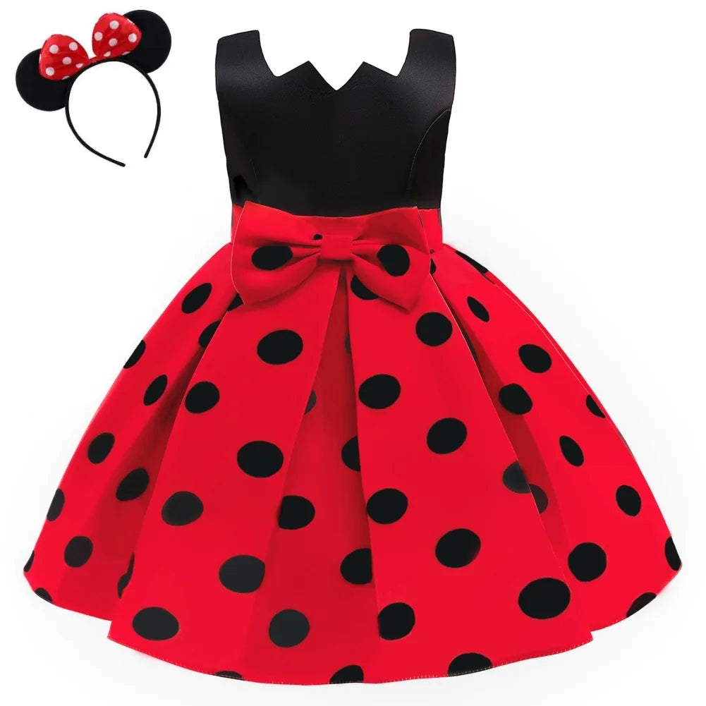 Girl Dresses Baby Girl Clothes Tutu Princess Dress+Minnie Mouse Ear Headband Cosplay Halloween Birthday Party Fancy Costume