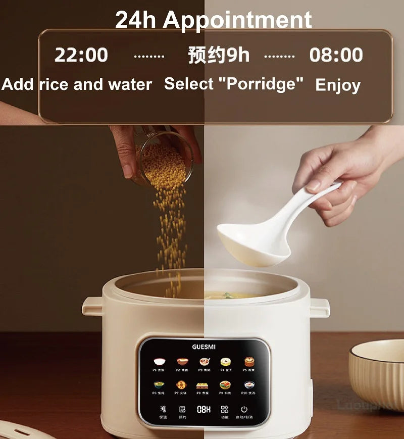 220V Smart Electric Cooking Pot Reservation Rice Cooker Non-stick Electric Frying Pan Dormitory Multi-function Pot Hot Pot 1.6L