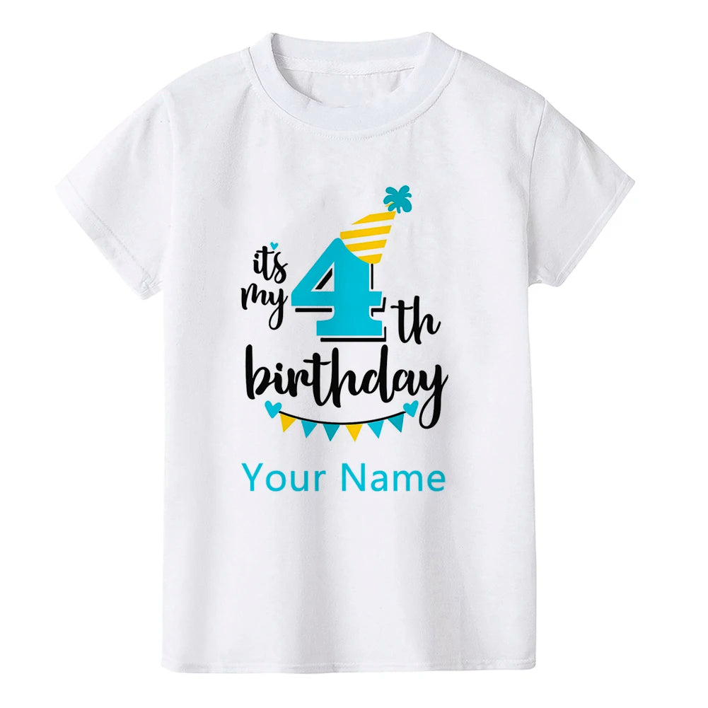 Boy Birthday Number Name Cartoon T Shirt Number 1 2 3 4 5 6 7 8 9 Graphic Kids Clothes Children Birthday T-shirts Funny Gift