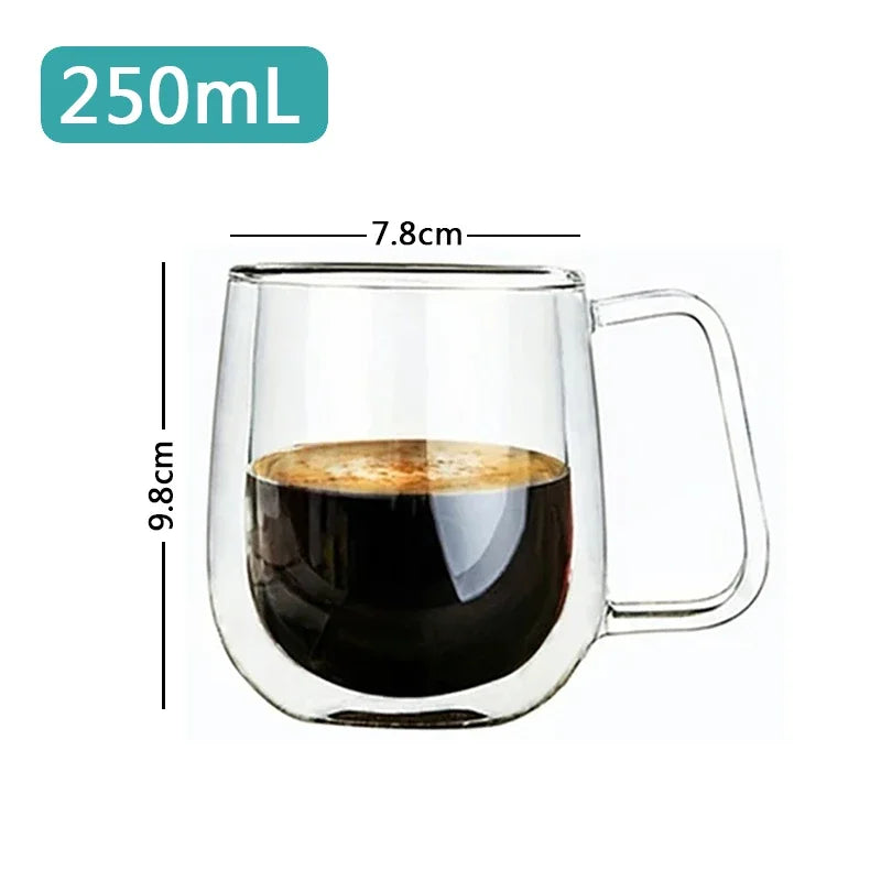 Transparent Glass Coffee Cup Milk Whiskey Tea Beer Double Creative Heat Resistant Cocktail Vodka Wine Mug Tumbler Drinkware Gift
