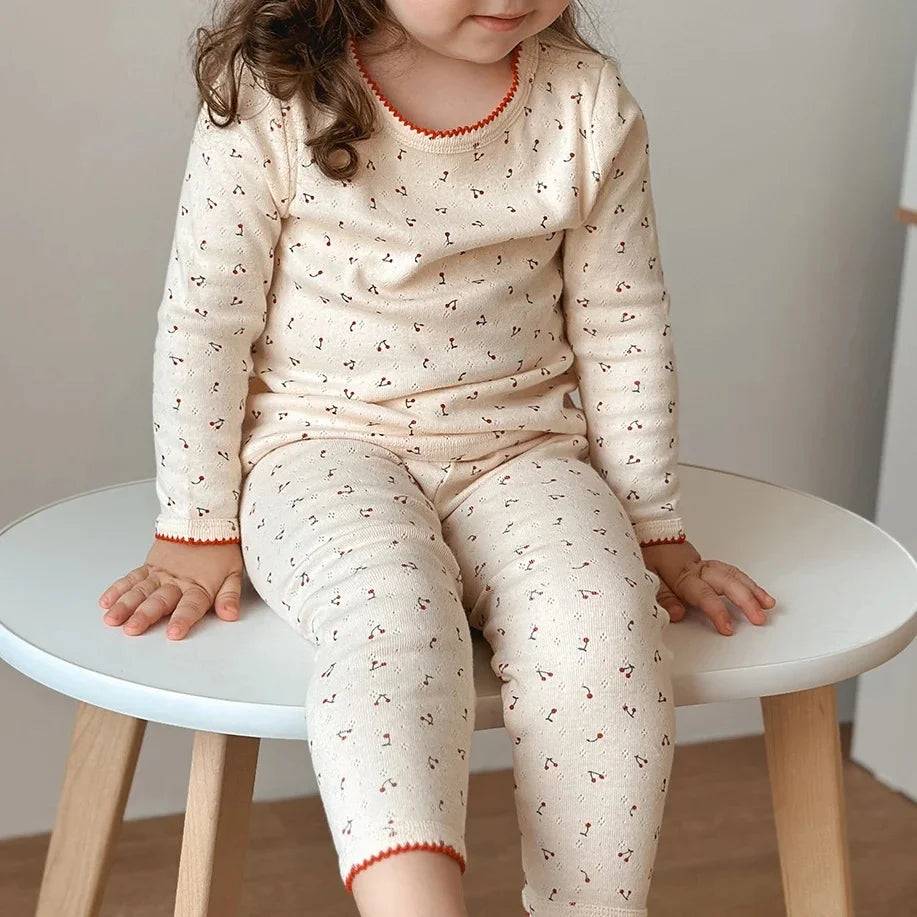 1-6T Toddler Kid Baby Girl Clothes Set Summer 100% Cotton Long Sleeve T Shirt Top Pant Suit Homewear Stretch 2pcs Pajamas Set