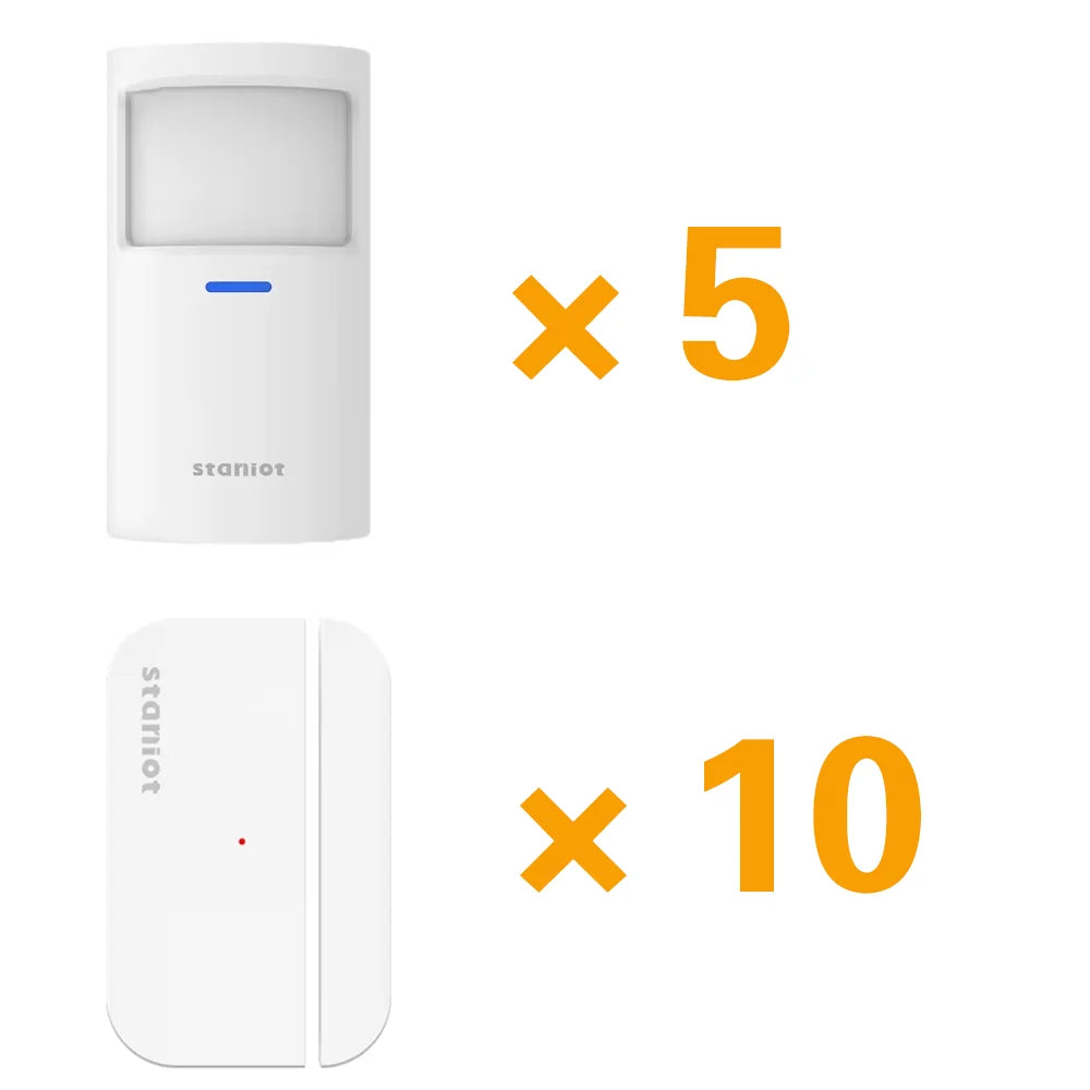 Staniot Alarm System 7-inch Touch Screen 4G Smart 433Mhz WiFi Home Alarm Remote Control Wireless Smoke Detector Security System