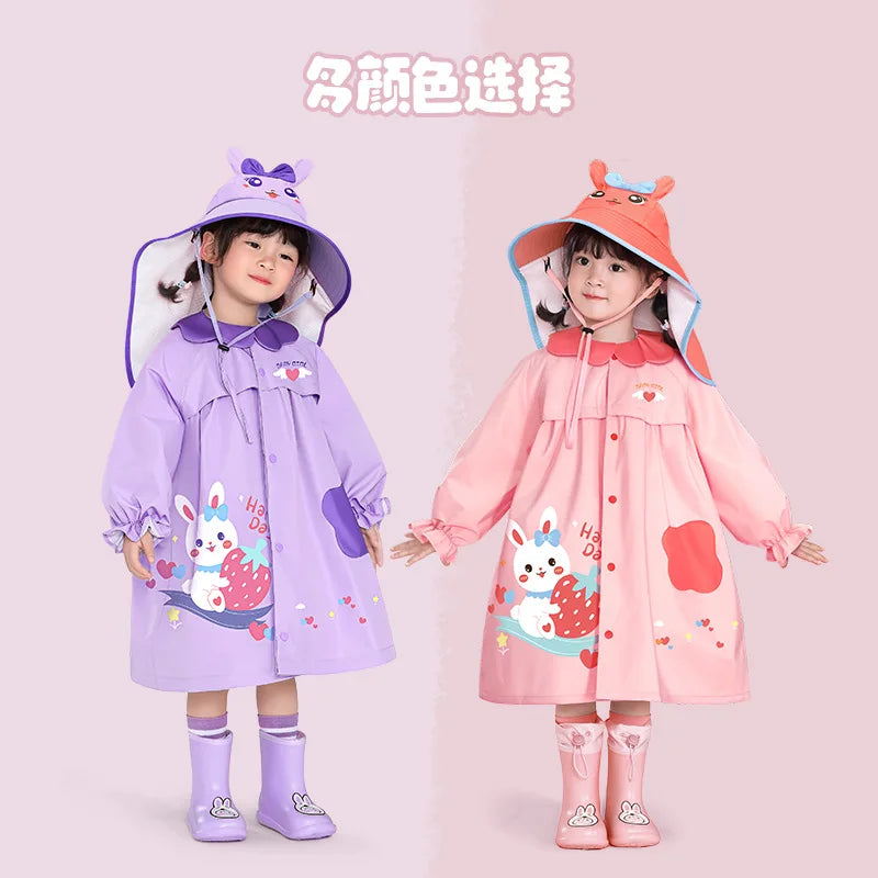 Rain and Shine Dual Use Girl Children's Raincoat Girl Kindergarten Children's Raincoat New Student Girl Baby Raincoat