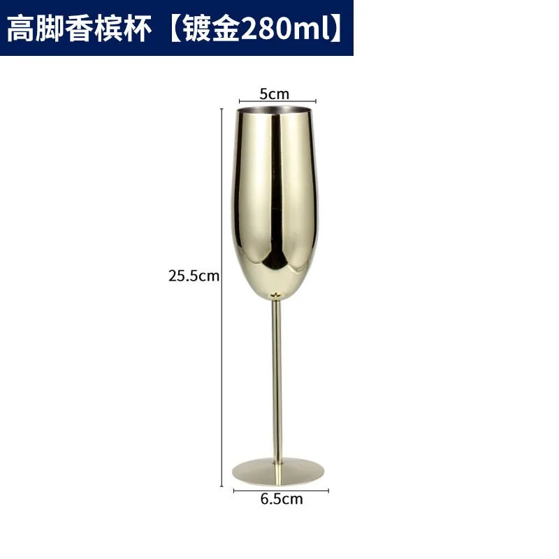 304 Stainless Steel Martini Cocktail Glass Champagne Goblet Wine Cup Rose Gold Karaoke Bar Metal Utensils Personalized Design