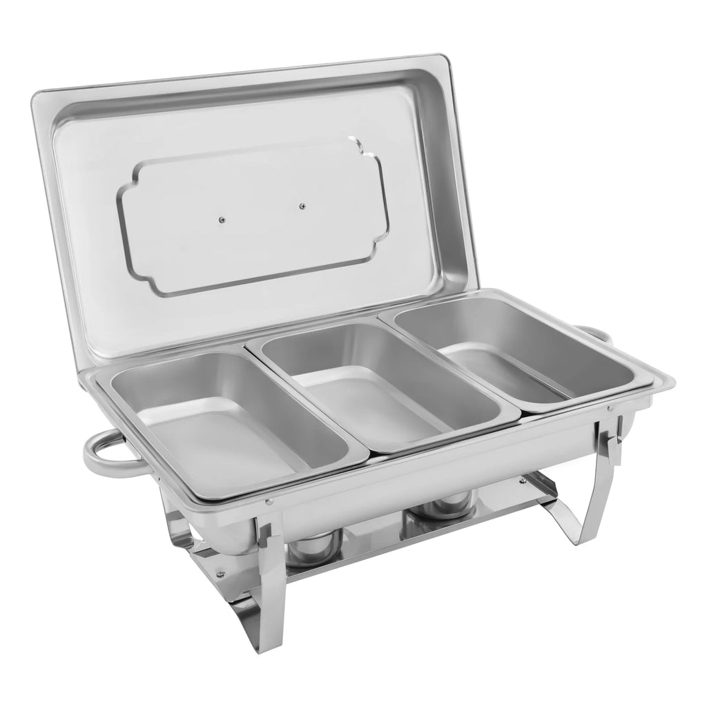 3-Piece Chafing Dish Buffet Set, Three 2.5L/0.66Gal Buffet Servers &amp; Food Warmers, Rectangular, Stainless Steel