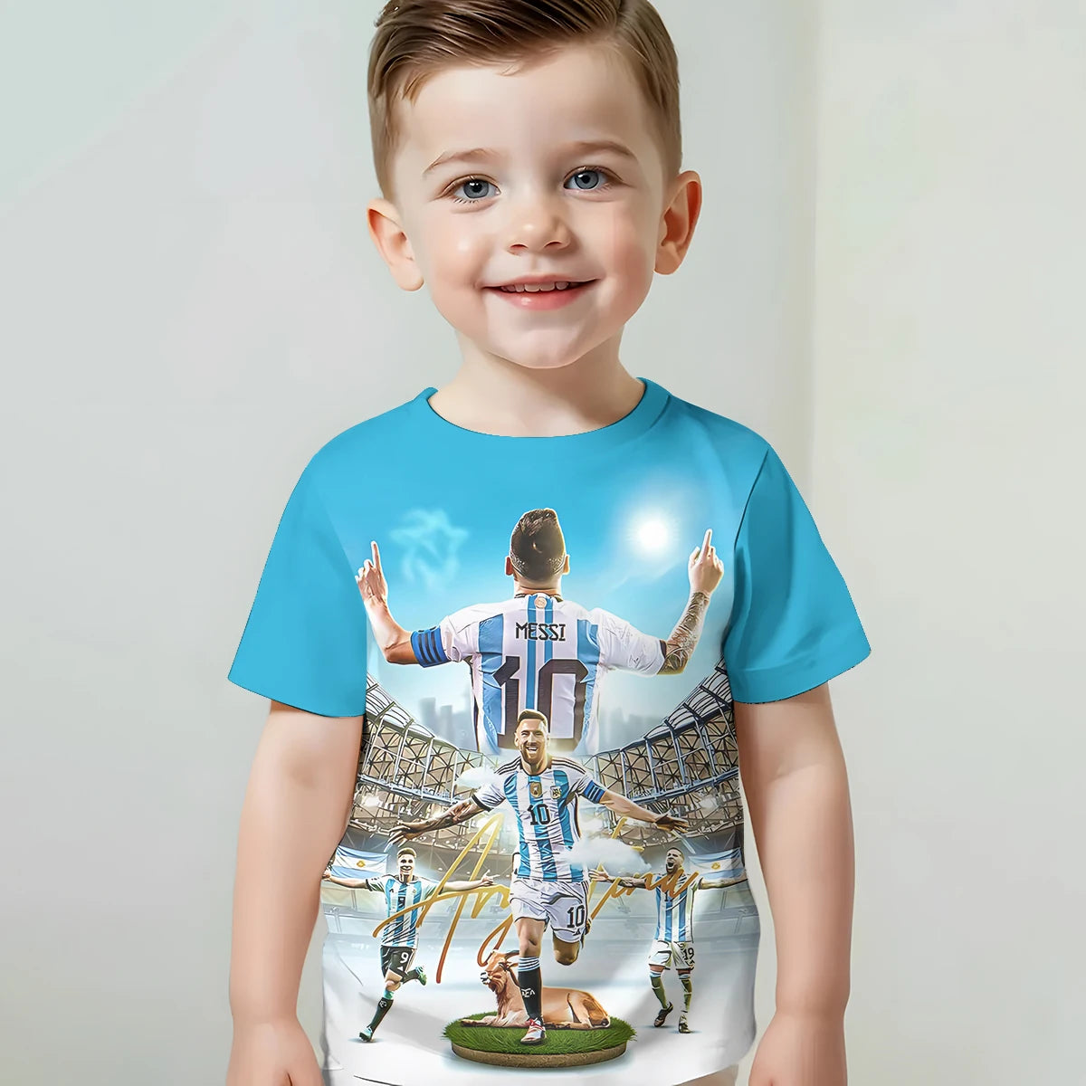 Print Baby Clothing 5 to 14 Years Male Outdoor Clothes for Football Star NO 10 M-MessiS Children Boy Girl Child T-Shirt Top