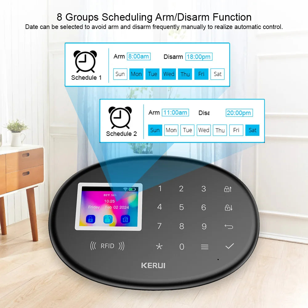 KERUI W204 4G Home Alarm System New Black Alarm Panel Wireless Motion Sensor Tuya Smart WiFi GSM for Home Security Motion Sensor