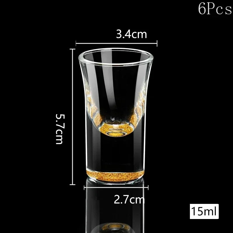 6Pcs Crystal Vodka Shot Glass 0.5oz Mini Size Gold Leaf Wine Glasses Spirits Japanese Sake Korean Soju Brandy Shot Cup