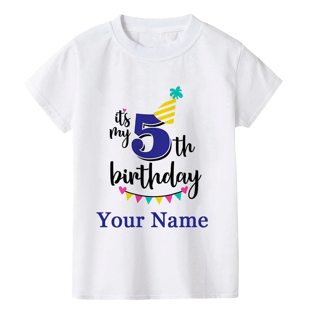 Boy Birthday Number Name Cartoon T Shirt Number 1 2 3 4 5 6 7 8 9 Graphic Kids Clothes Children Birthday T-shirts Funny Gift