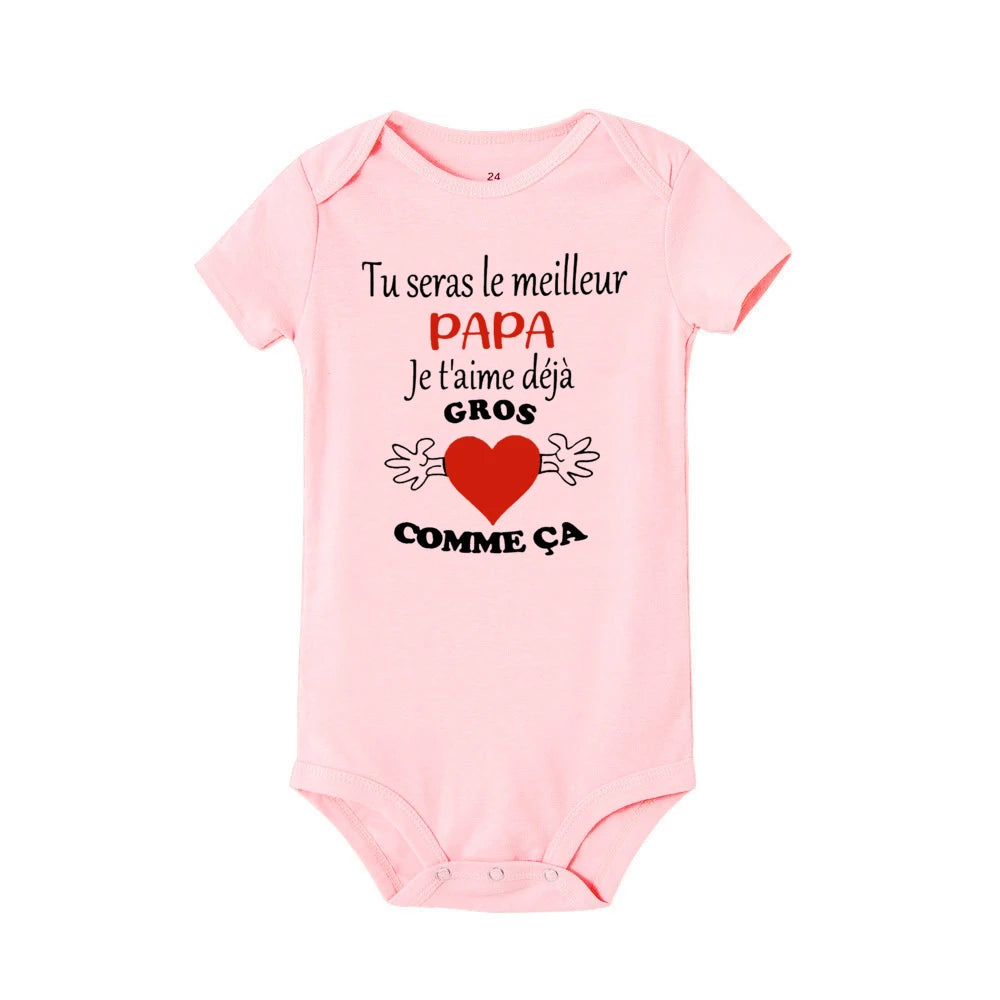 You Will Be The Best Dad I Love You Print Newborn Bodysuit French Baby Romper Infant Short Sleeve Jumpsuit Toddler Play Clothes