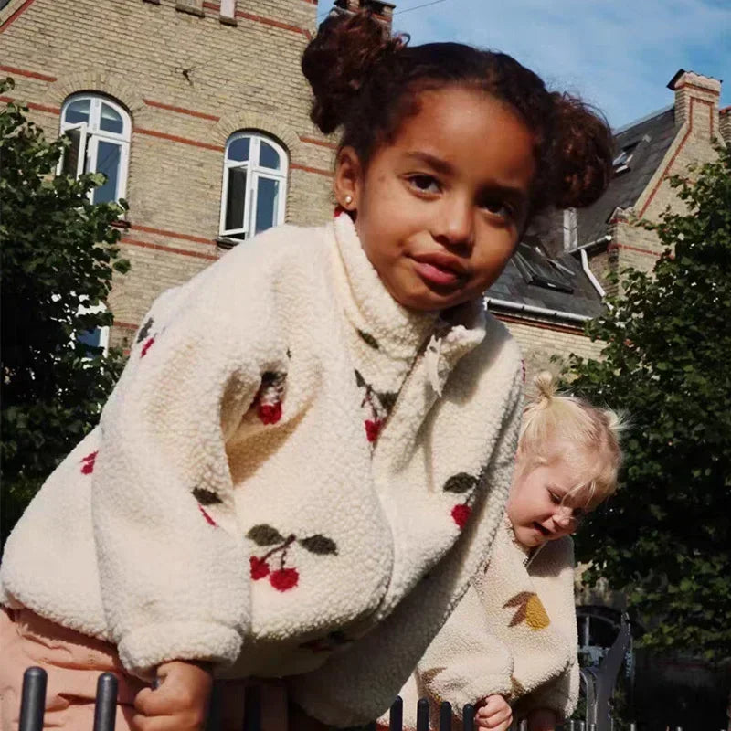 2024 Winter Children's Coat KS Brand Lamb Wool Baby Coat Warm Cherry Girl Jacket Outerwear Clothes Children's Clothing