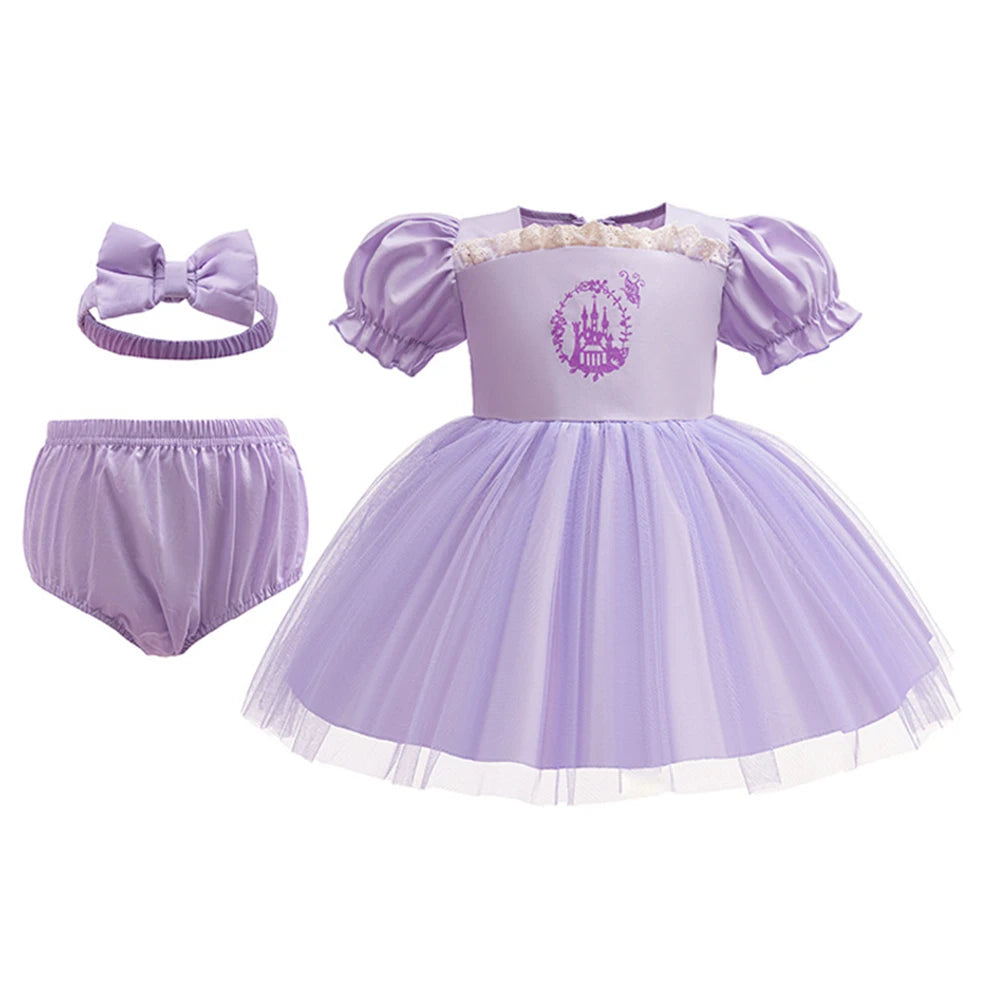 Boutique 3PCS Baby Girls Princess Dress Shorts Bow Headwear 1st 2nd Birthday Party Infant Clothing Set Halloween Alice Costume