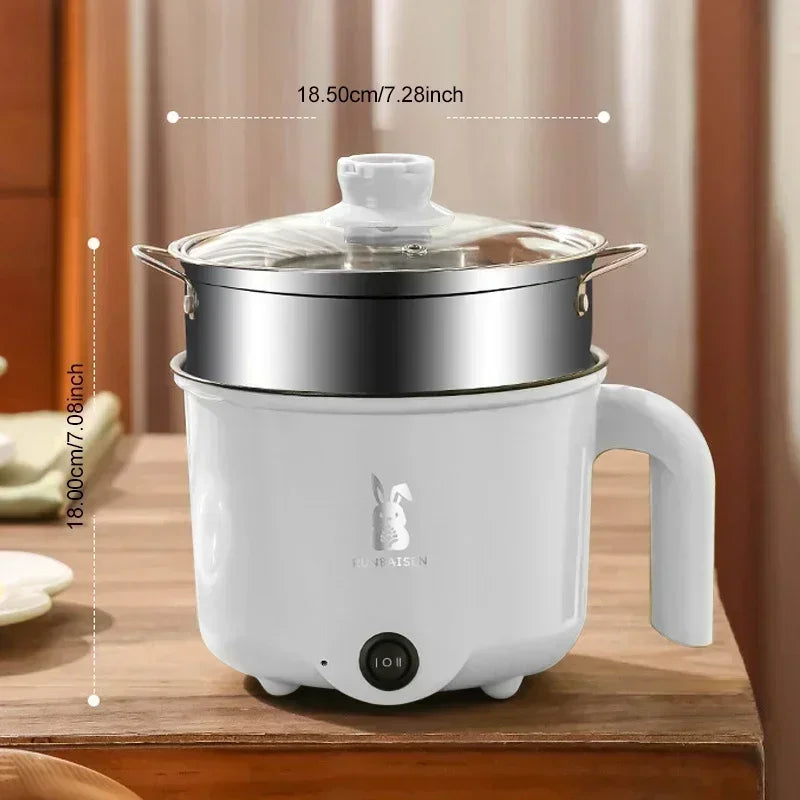 220V Mini Electric Cooker Multi-functional Cooking Pot Non-stick Frying Pan Ramen Dormitory Small Electric Hot Pot Cute Cartoon