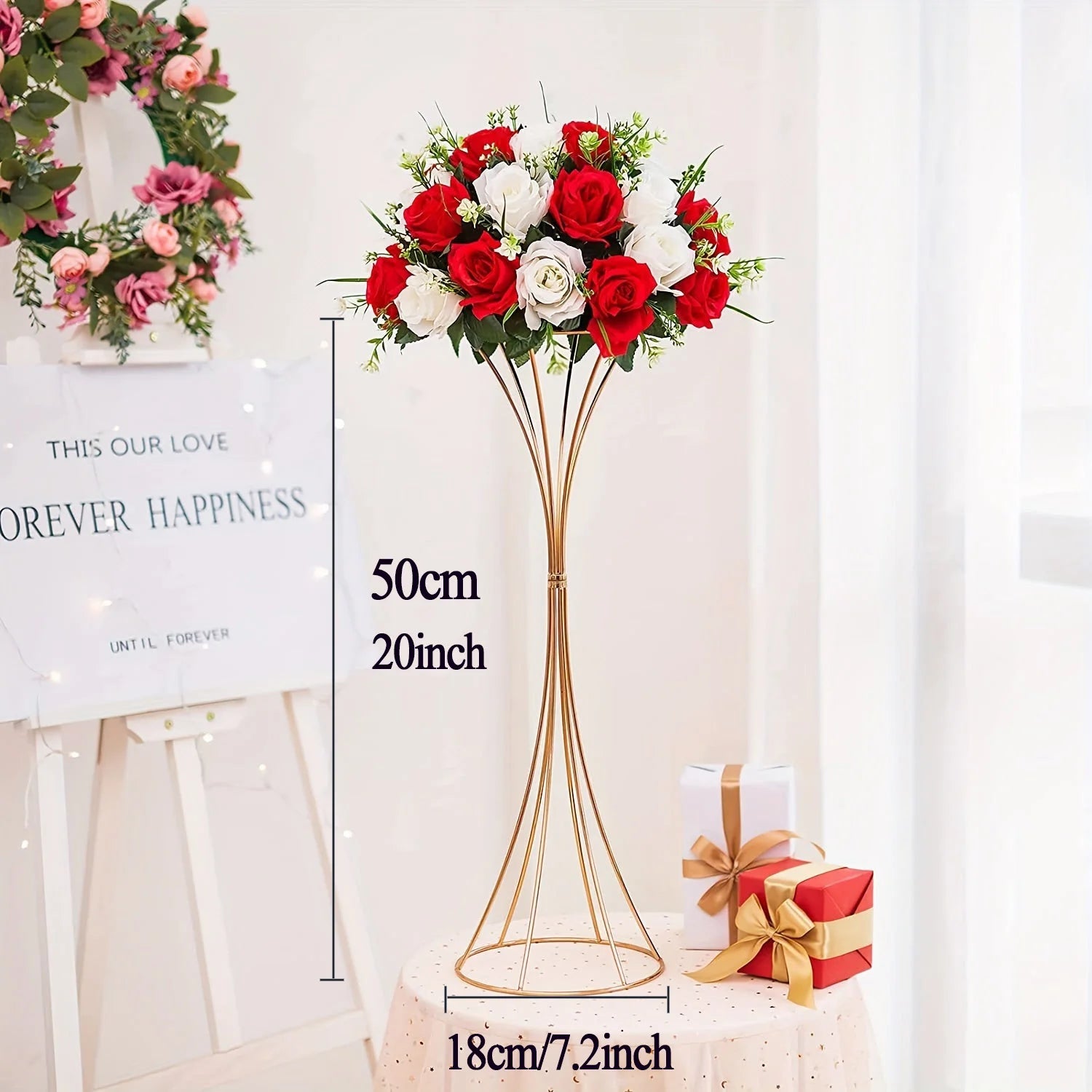 2-10Pcs Gold Vases 18inch Table Centerpieces Metal Trumpet Flower Stand Road Lead for Wedding Party Christmas Home Decoration