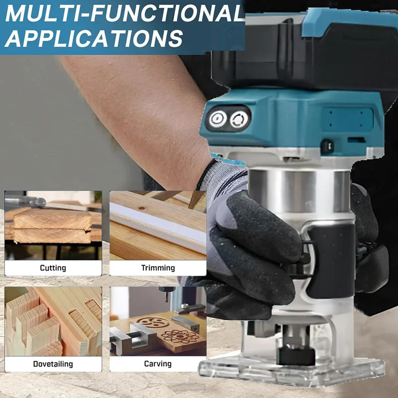 Brushless 5 Speed ​​Wood Router Tool Cordless Milling Engraving Slotting Machine Woodworking Trimming Machine for Makita Battery