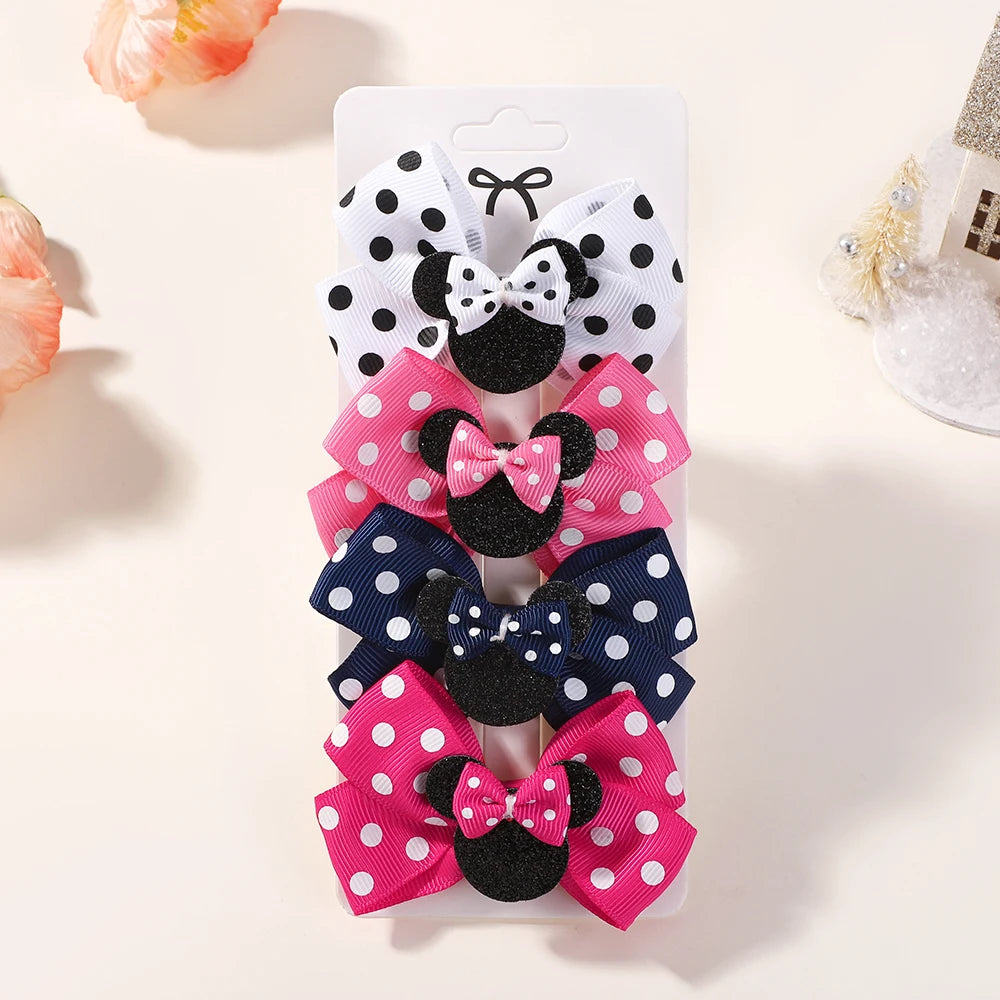 4Pcs/lot Baby Girl Lovely Polka Dot Bow Hair Clips for Hair kids Cartoon Hairpins Boutique Dress Hair Accessories Gift Set