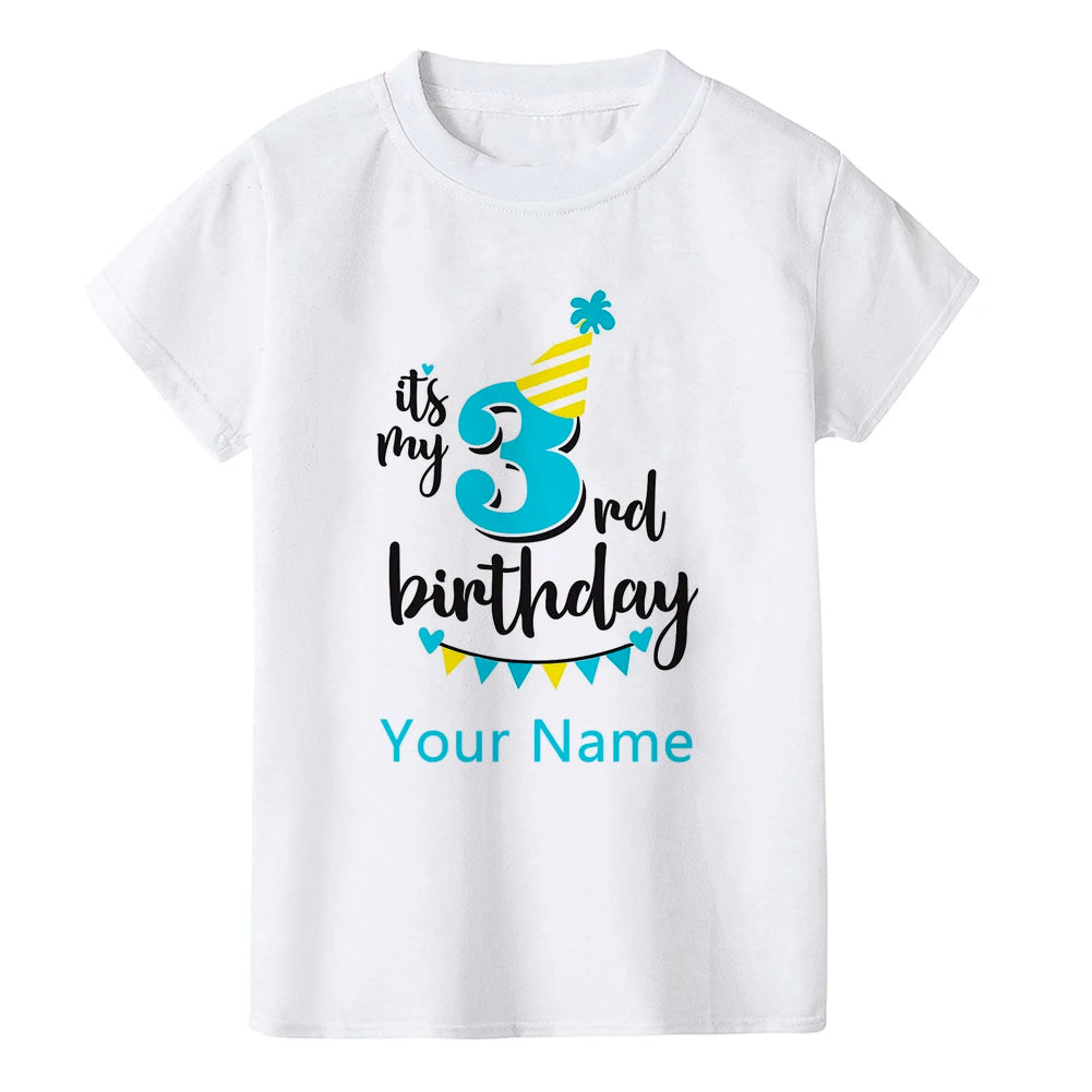 Boy Birthday Number Name Cartoon T Shirt Number 1 2 3 4 5 6 7 8 9 Graphic Kids Clothes Children Birthday T-shirts Funny Gift