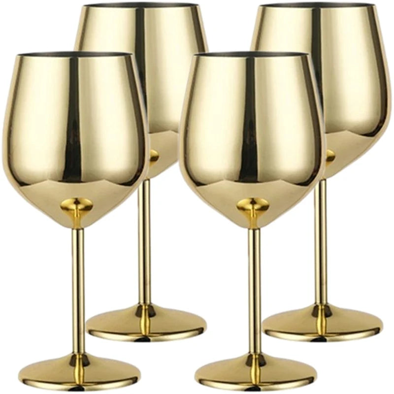 4PCS Stainless Steel Glass Cocktail Creative Metal Wine Glass Bar Restaurant Champagne Red Wine Glass Drinkware Barware Cup