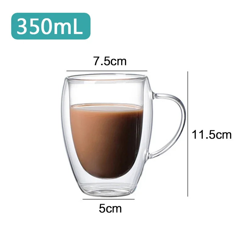 Transparent Glass Coffee Cup Milk Whiskey Tea Beer Double Creative Heat Resistant Cocktail Vodka Wine Mug Tumbler Drinkware Gift