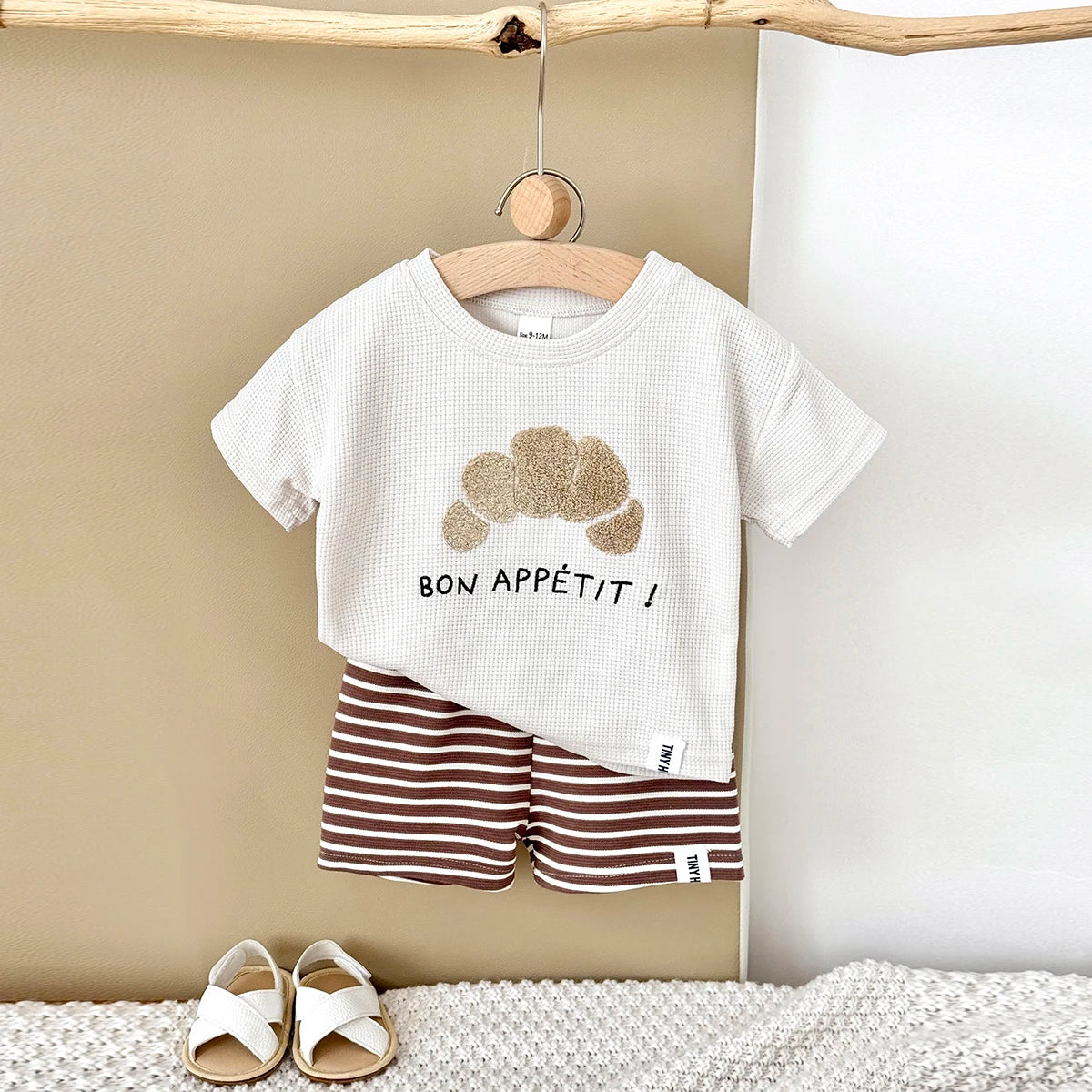 2025 Summer Korea Baby Boys Suit Waffle Cookies Towel Patchwork T-shirts+Shorts Girls Casul Infant Sets Toddler Clothes 2Pcs/Set